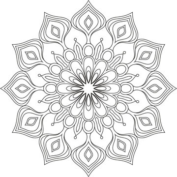 Black and white hand drawn outline mandala vector illustration coloring book