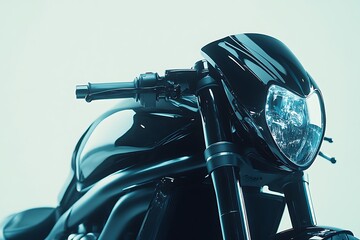 Sleek Black Motorcycle Headlight Detail