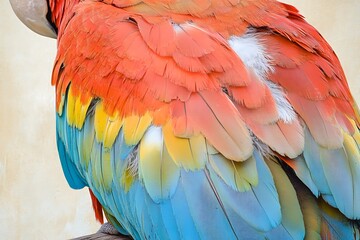 Fototapeta premium Vibrant Parrot Feather Detail