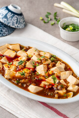 sichuan mapo tofu or Mapo doufu, Chili Tofu, traditional chinese dish