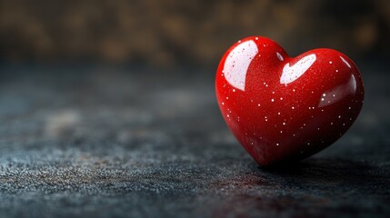 Fototapeta premium Red heart, dark background, love, Valentine's