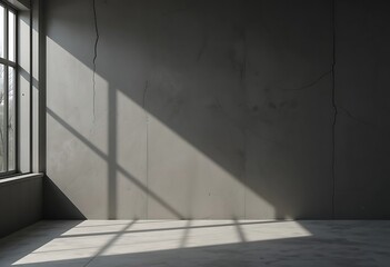 Obraz premium Sunlit Room Corner Grey Wall Window Floor