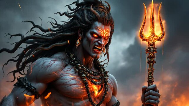 Fiery Ravan Digital Art Powerful Hindu God Illustration