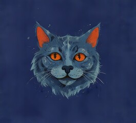 illustration of a blue cat on a plain isolated background