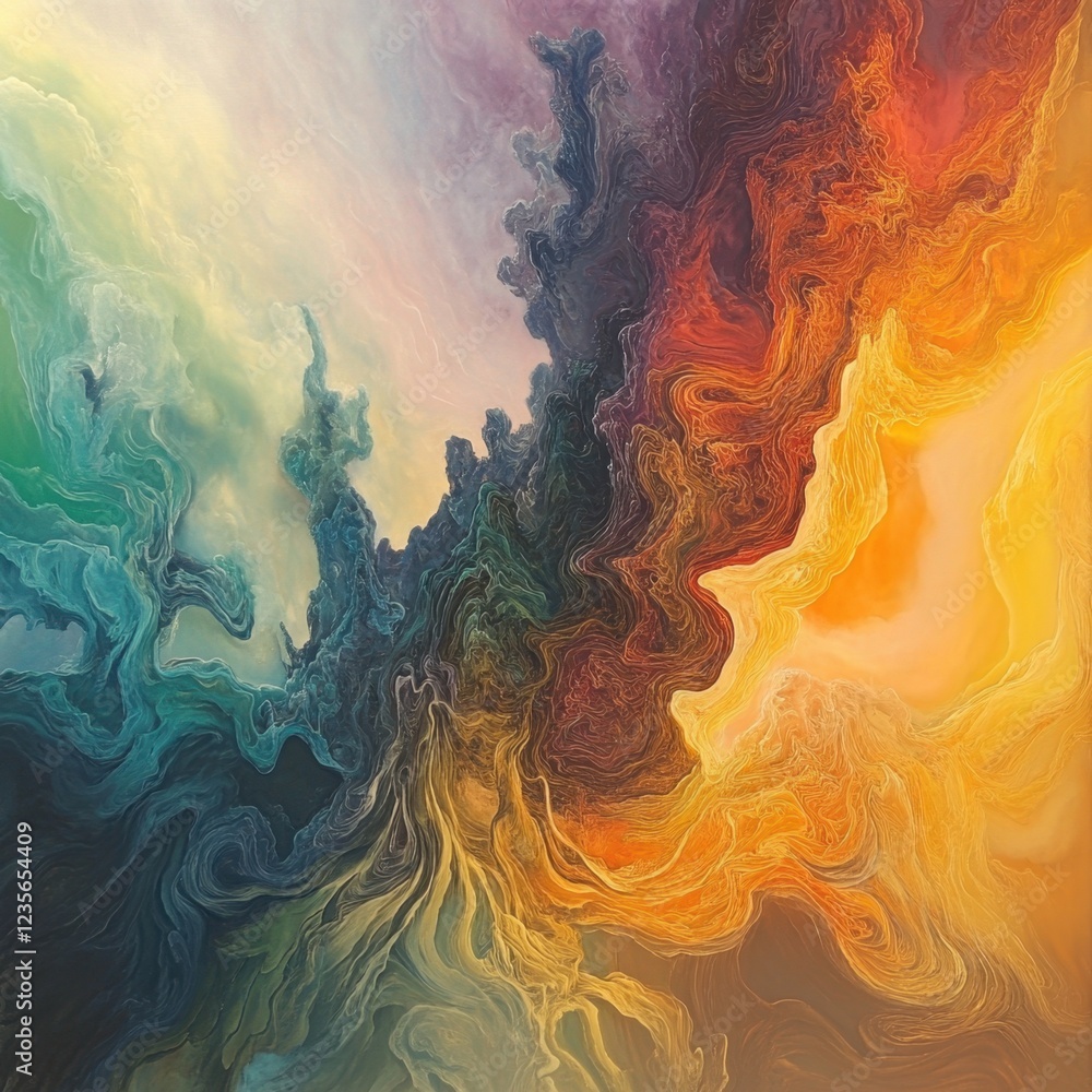 Poster vibrant abstract colorful swirls and fluid patterns in motion