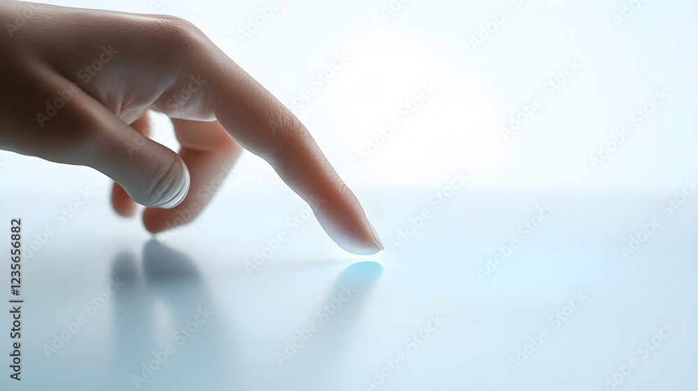 Aufkleber a hand gently touching a smooth surface, symbolizing interaction and connection.
