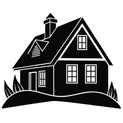 Eco-Friendly Practices silhouette vector style of a house with a green room