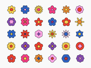 Simple Cute Flower Doodle Illustration Set