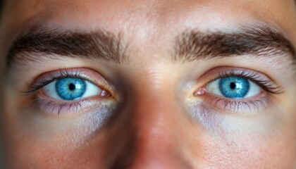 Fototapeta premium Intense Gaze: Close-Up of Striking Blue Eyes