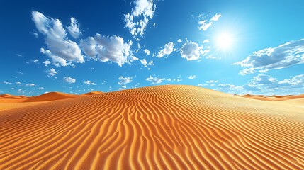 Desert sand dunes under a blue sky, sunny day, no one, for nature and travel