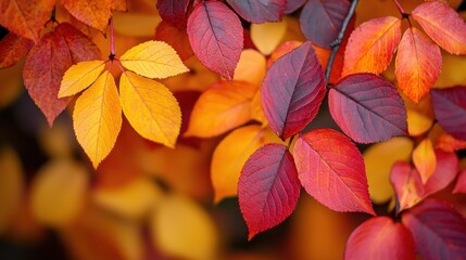 Fototapeta premium Vibrant Autumn Leaves in Vivid Red, Orange, and Yellow Shades