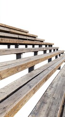 Wooden Stadium Seating Stairs with Clean Minimalist Background