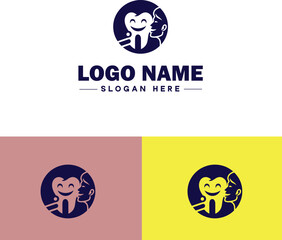 Orthodontics icon Orthodontia Dental braces Teeth alignment flat logo sign symbol editable vector