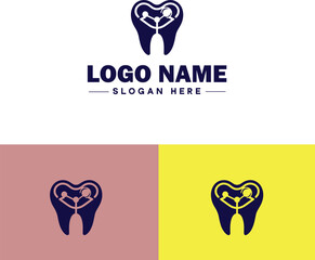 Orthodontics icon Orthodontia Dental braces Teeth alignment flat logo sign symbol editable vector