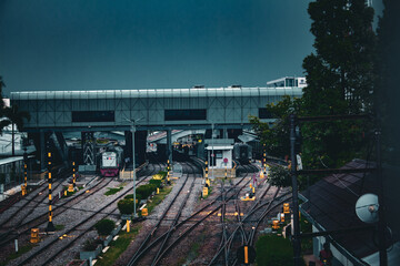 Train station seen from the bridge