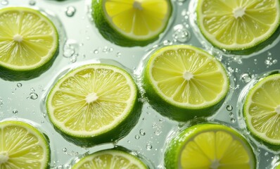 Fresh lemon slices in sparkling water