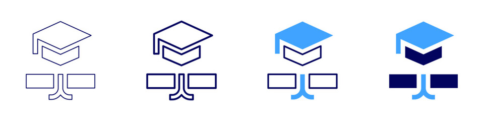 Education policies icon in 4 different styles. Thin Line, Line, Bold, and Bold Line. Duotone style. Editable stroke