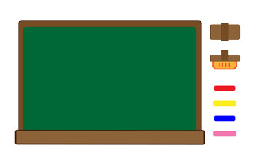 Illustration set of a blackboard, blackboard eraser and chalk