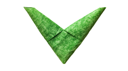 Letter V with green textured paper with transparent PNG background