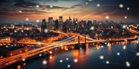 night view of the city of moscow