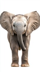 Fototapeta premium Cute Baby Elephant Standing Against a White Background