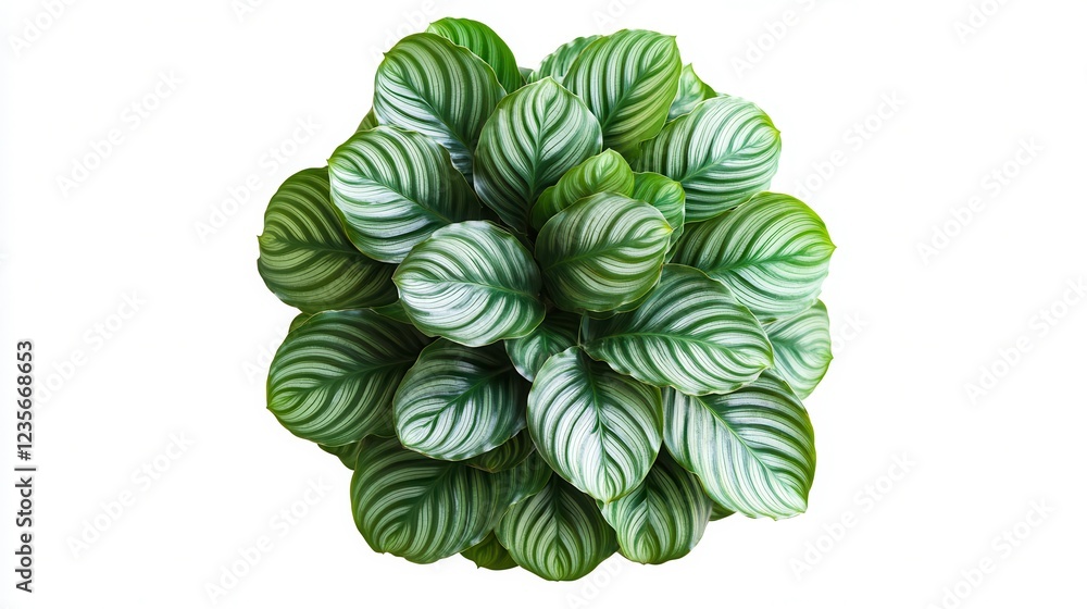 Poster calathea orbifolia leaves showcasing vibrant patterns from a top view. generative ai