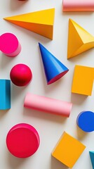 Colorful Geometric Shapes Arranged on a Light Background for Art Projects