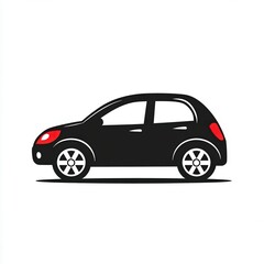Fototapeta premium Black Car Icon Vector Illustration on a Plain White Background Showcasing Simplicity and Clarity. Generative AI