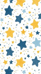 Colorful Star Pattern with Blue and Yellow Design on White Background