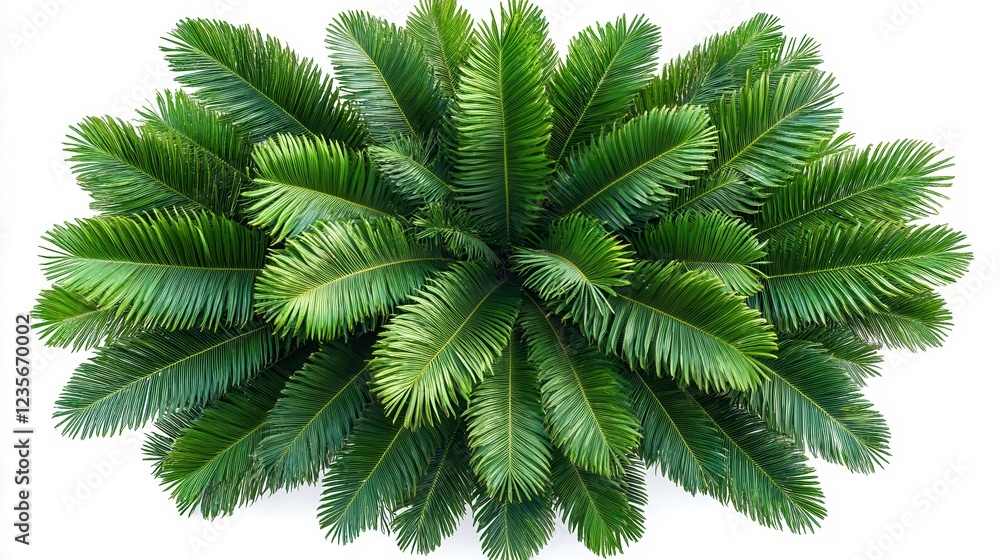 Poster cycad revoluta leaves from a top view showcasing lush greenery and unique patterns. generative ai
