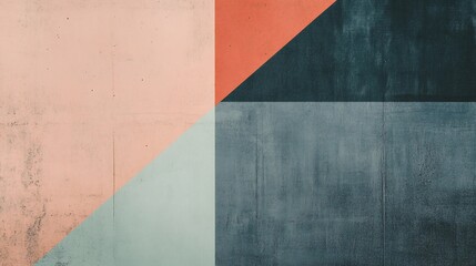 Abstract Geometric Wall Art with Peach, Blue, and Gray Colors and Lines and Textures