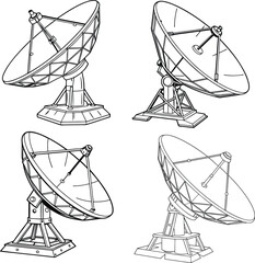 Black and white silhouette of a satellite dish