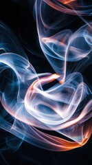 Ethereal Swirling Smoke in Vibrant Blue and Orange Hues on Black