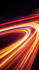 Swirling Colorful Light Trails on Dark Background for Abstract Art