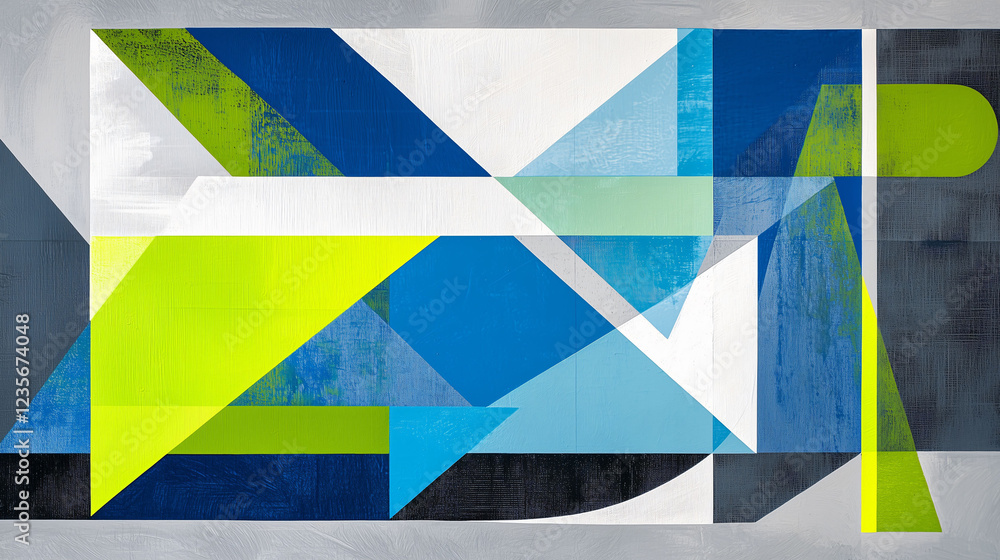 Poster modern abstract composition showcasing geometric shapes and vibrant colors in a harmonious arrangeme