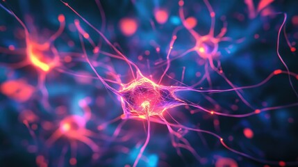 A vibrant digital neural network with glowing nodes and lines, symbolizing intelligence and data-driven connectivity