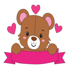 A teddy bear holding a paper with beautiful heart. Valentine illustration. Adorable Teddy Bear Holding a Paper with a Heart Cute Valentine’s Day Illustration.