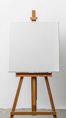 Blank Canvas on Wooden Easel Ready for Art Creation and Inspiration