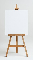Blank Canvas on Wooden Easel Ready for Creative Artistic Expression
