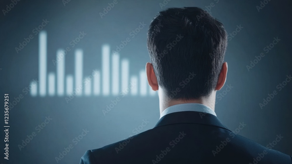 Poster a business professional analyzes data trends on a digital display, emphasizing insights and decision