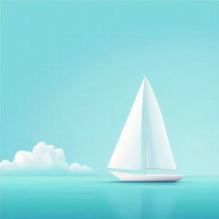 Naklejka premium Serene Sailing Scene with Calm Blue Water