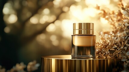 A premium product elegantly displayed on a polished golden pedestal, with a soft-focus background emphasizing the luxury and quality of the item