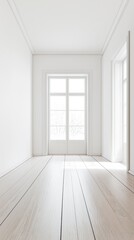 Spacious and Bright Minimalist Interior with White Walls and Window