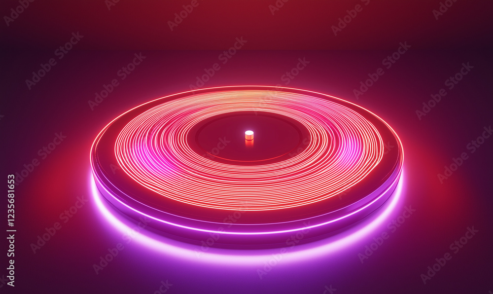 Aufkleber bright circular light display with vibrant colors and patterns against a dark background.