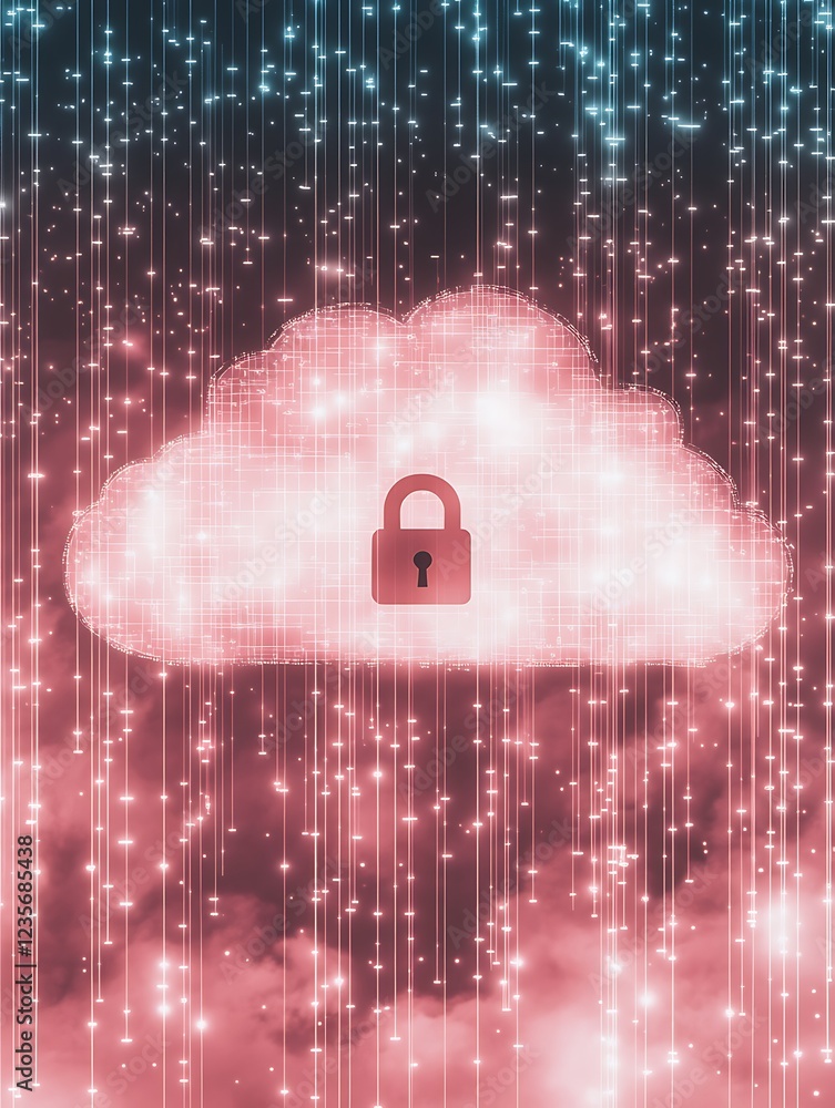 Poster a conceptual illustration depicting cloud security posture in a unique artistic style.