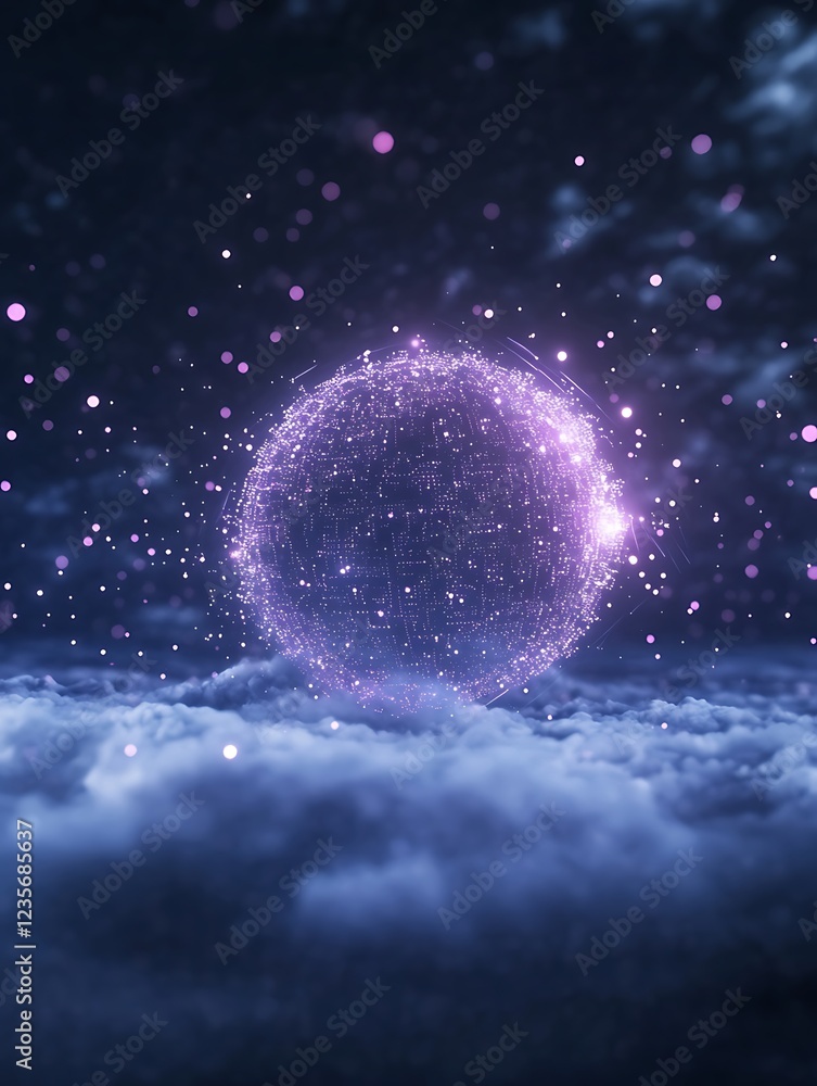 Poster A conceptual illustration depicting cloud computing infrastructure for digital technology and network solutions.
