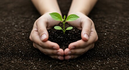 Environment Earth Day In the hands of trees growing seedlings. Bokeh green Background Female hand holding tree on nature field grass Forest conservation concept