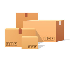 Carton boxes set. Flat style vector illustration isolated on white background