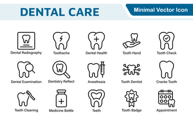 Dental Icon Set. A comprehensive collection of vibrant and professional icons for dental practices, perfect for patient communication to promote oral health awareness.