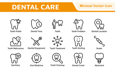 Dental Icon Set. A comprehensive collection of vibrant and professional icons for dental practices, perfect for patient communication to promote oral health awareness.